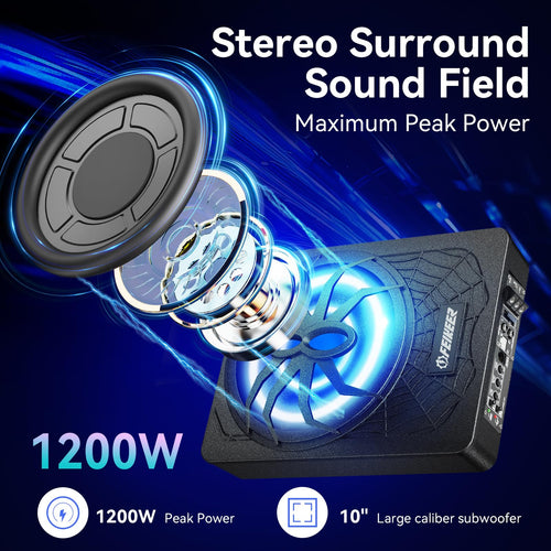 10" 1200W UnderSeat Subwoofer and Amp Package Q580