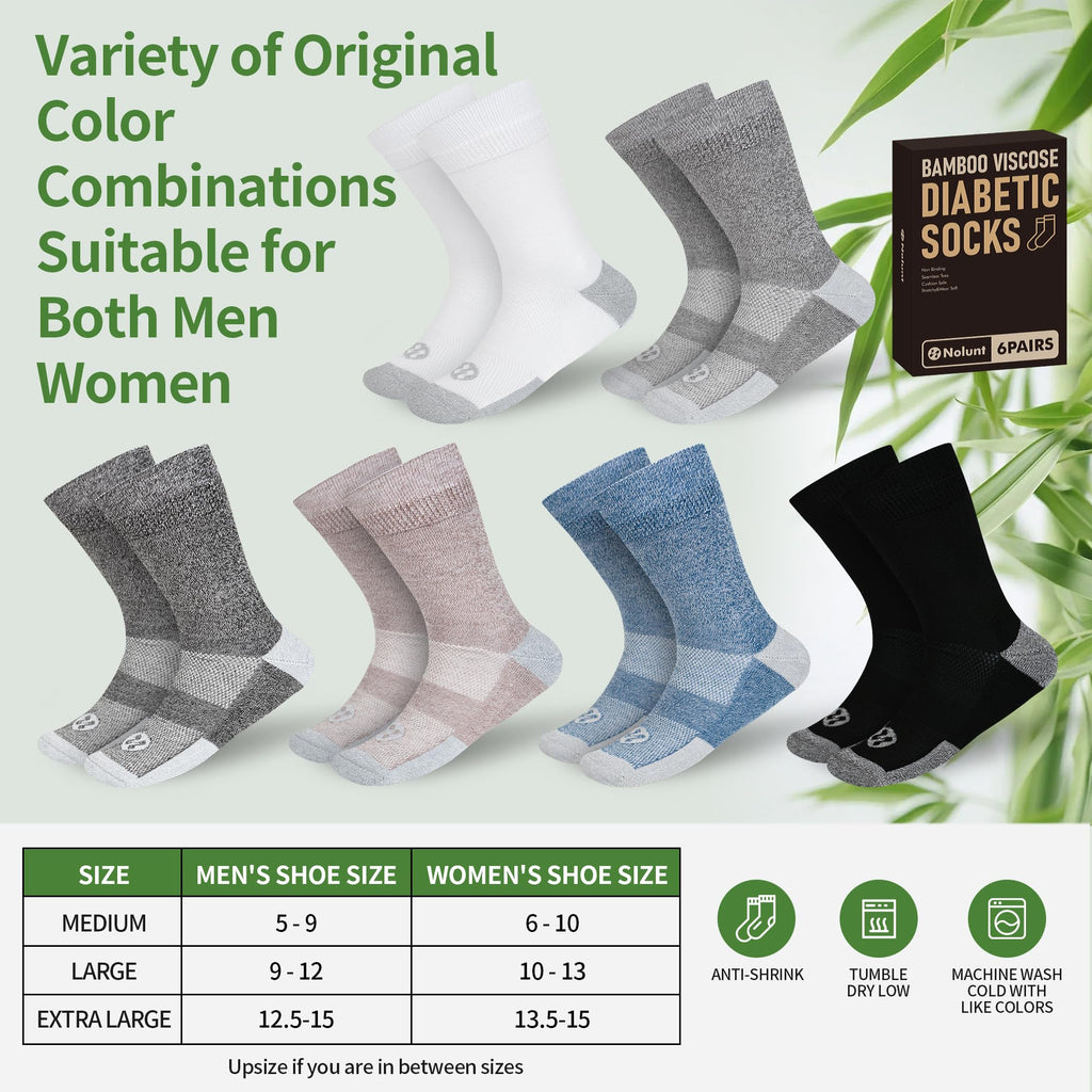 6 Pairs Crew Diabetic Socks G514064