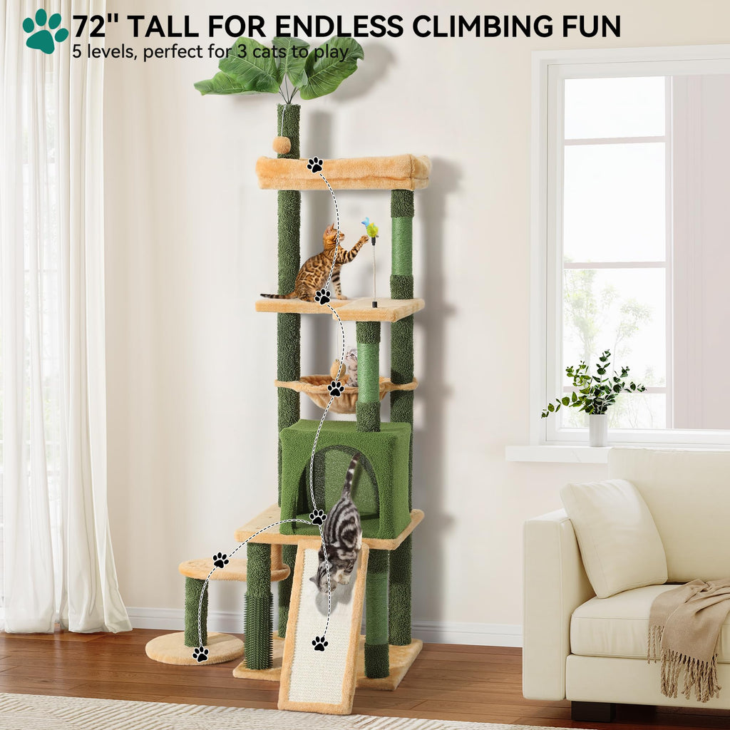 Tall Cat Tree Tower with Leaves Q145970