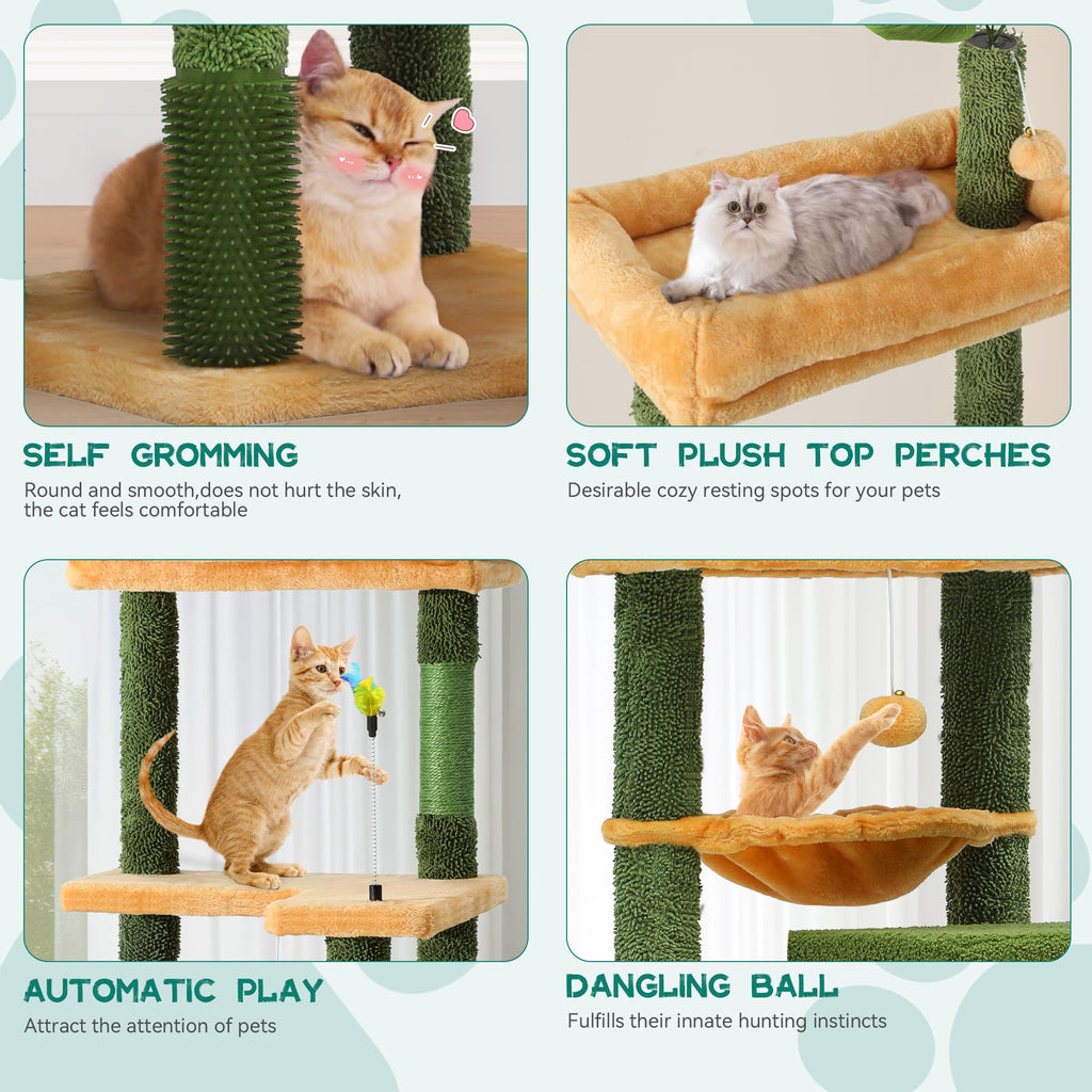 Tall Cat Tree Tower with Leaves Q145970