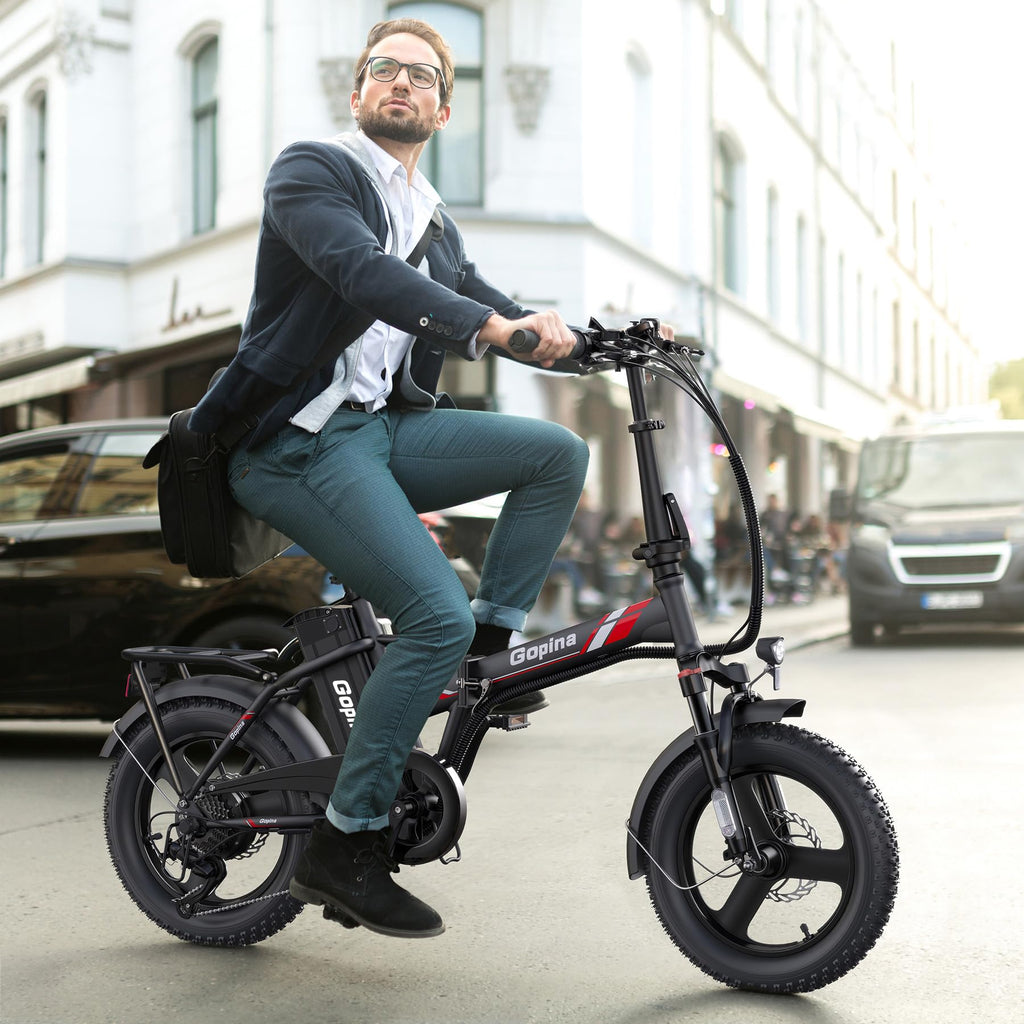 Peak 500W Step Over Electric Bicycle, 16" x 3.0 Fat Tire, 48V Removable Battery, 7 Speed P88844