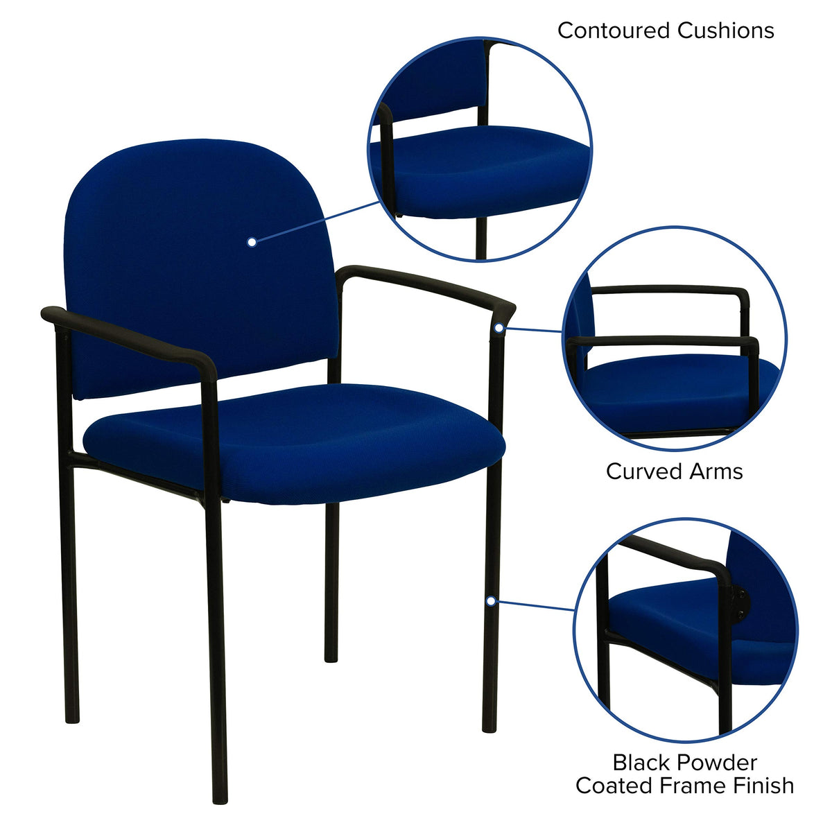 Navy Fabric Stackable Steel Side Chair I664