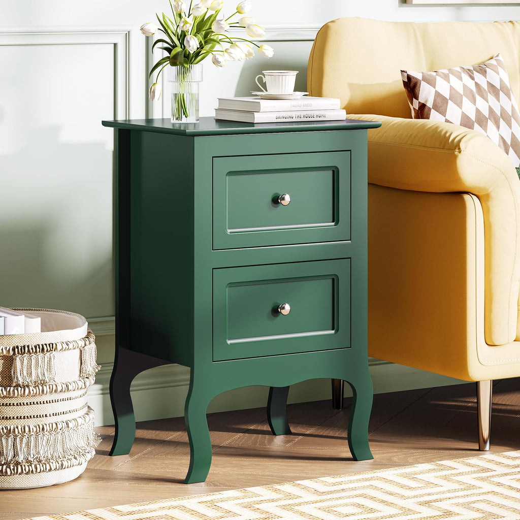 Green Nightstand Set of 2 Wood P92592