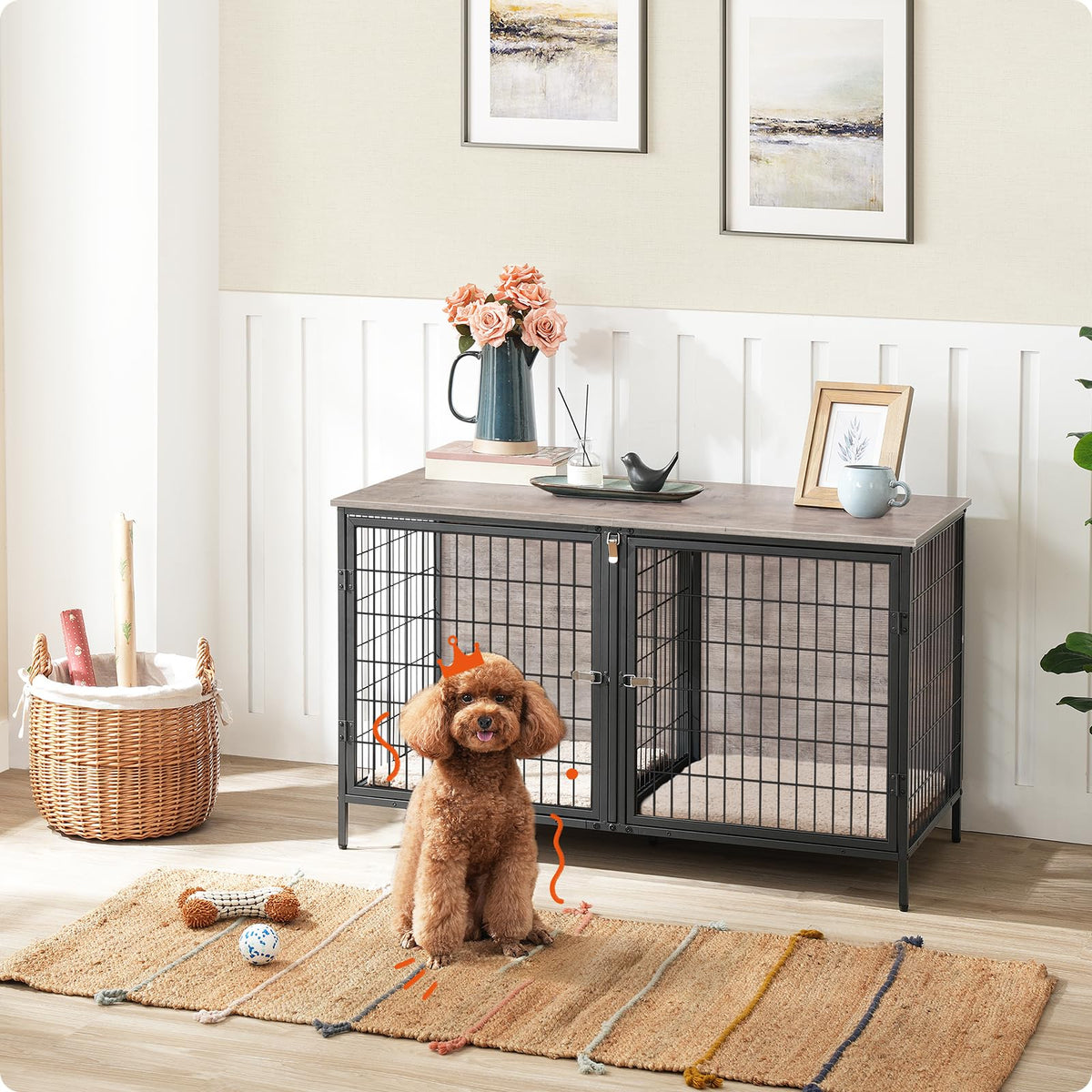 Greige Dog Crate Furniture V25462
