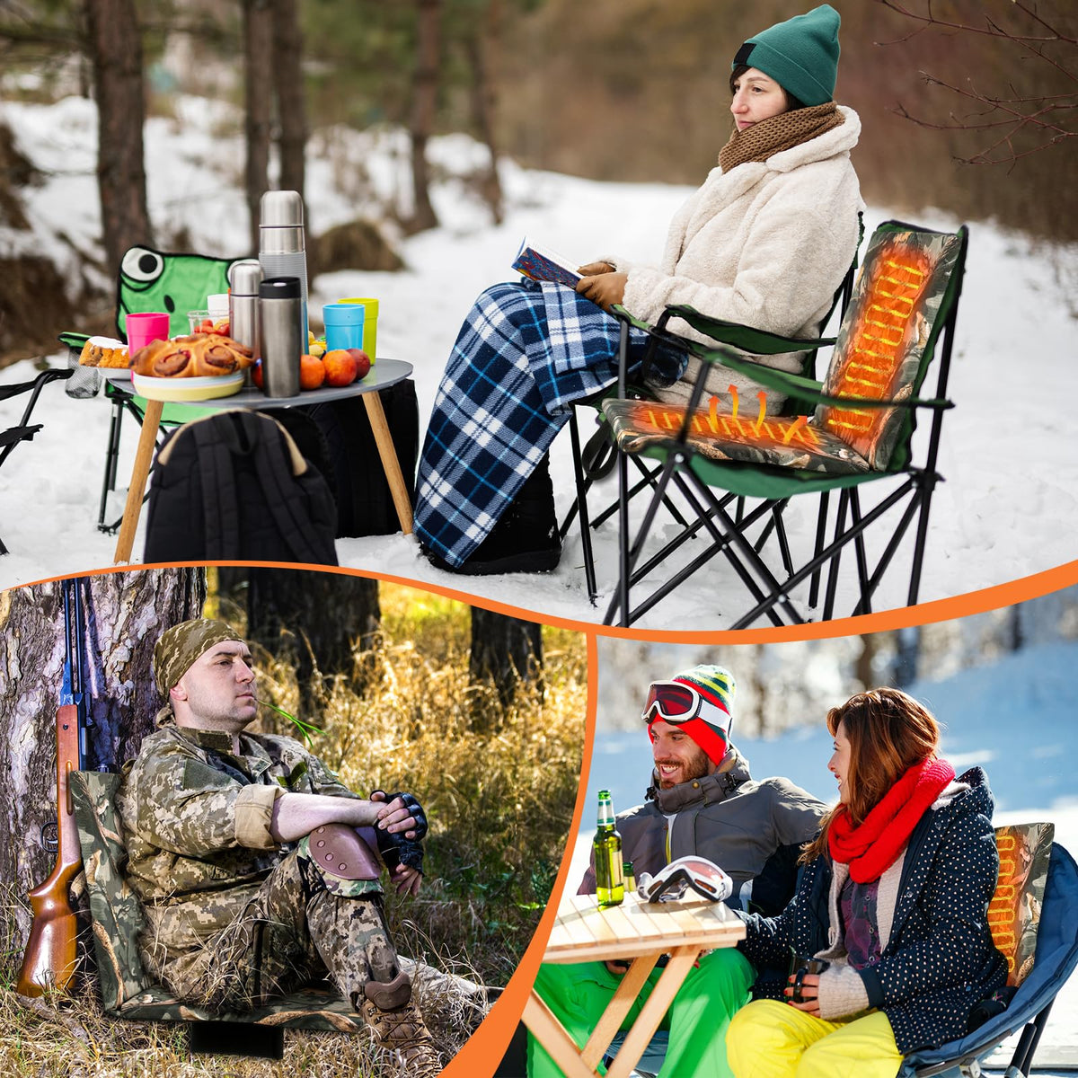 Heated Hunting Seat Cushion with Back Support, Wood Camo, 2 Pcs T187