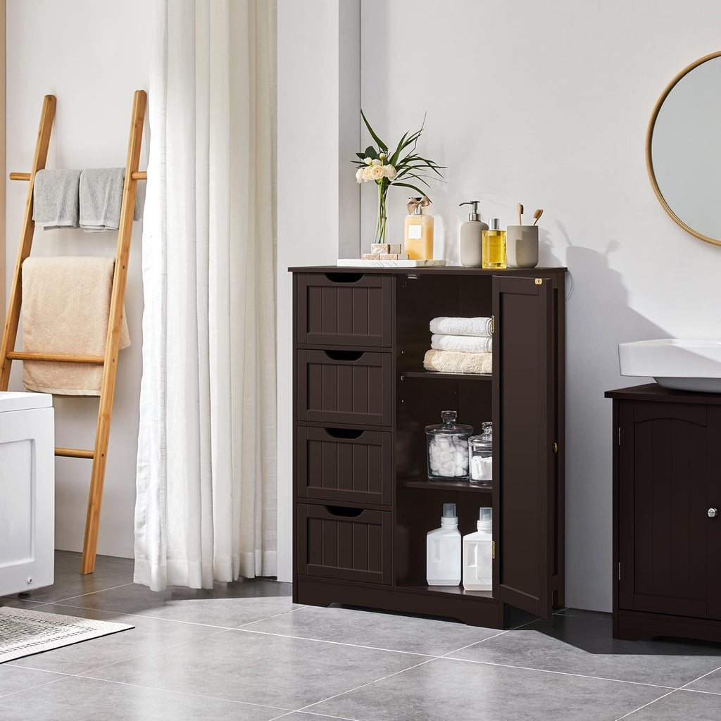 Espresso 4 Drawer Bathroom Storage Cabinet O8344