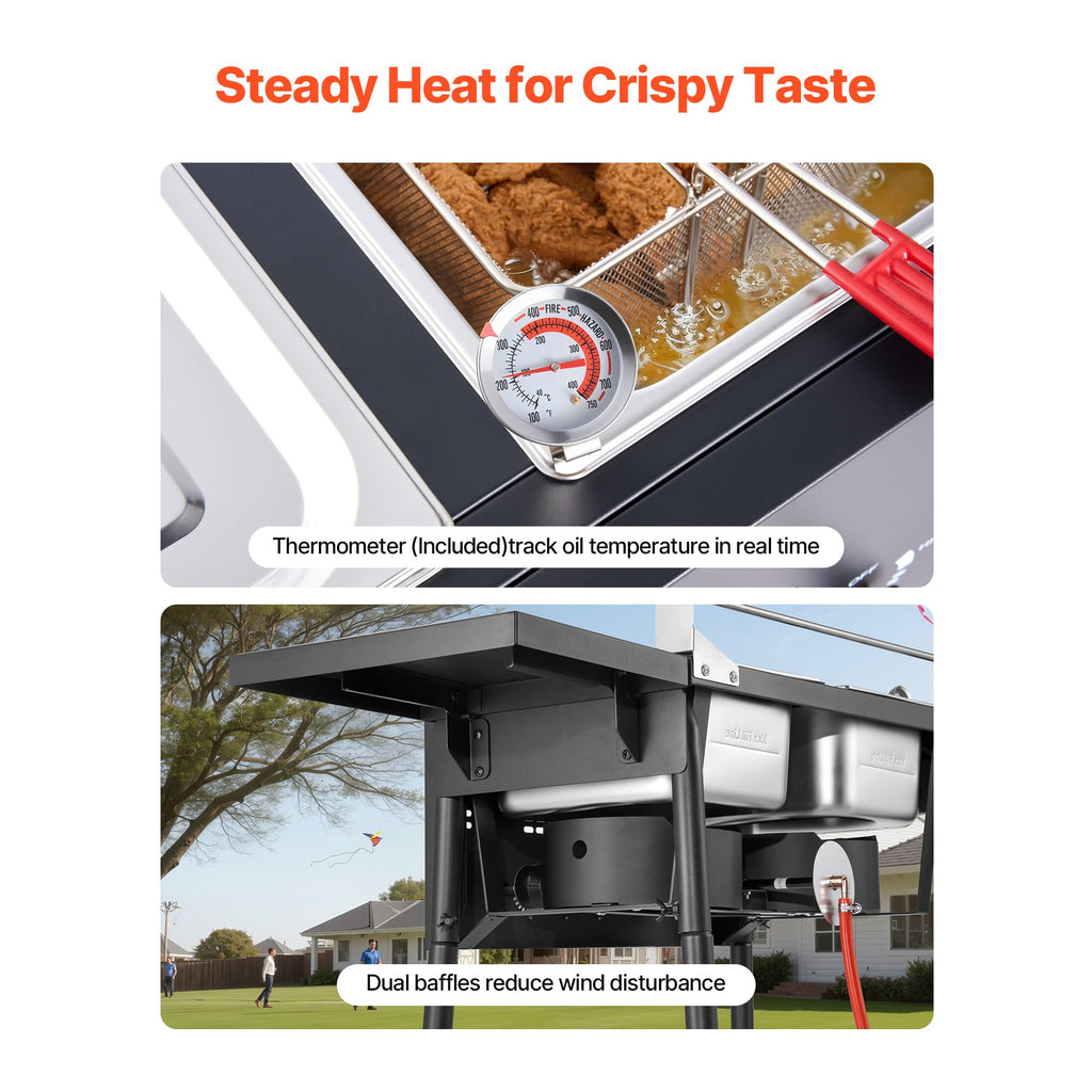 16 Qt Stainless Steel Double Burner Propane Fryer L566394