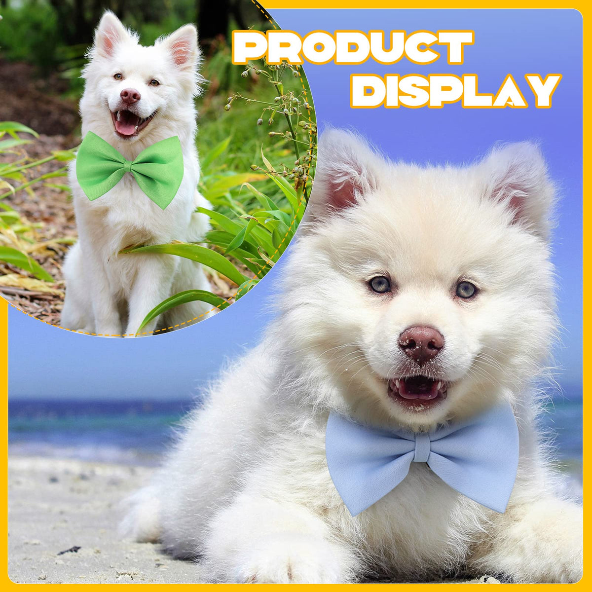120 Pcs Dog Bow Ties with Adjustable Collar J1633