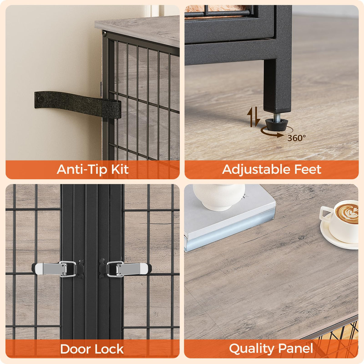 Greige Dog Crate Furniture V25462