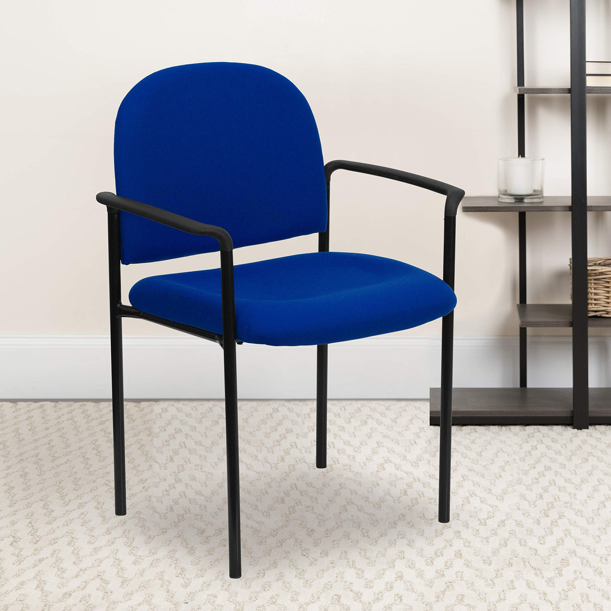 Navy Fabric Stackable Steel Side Chair I664
