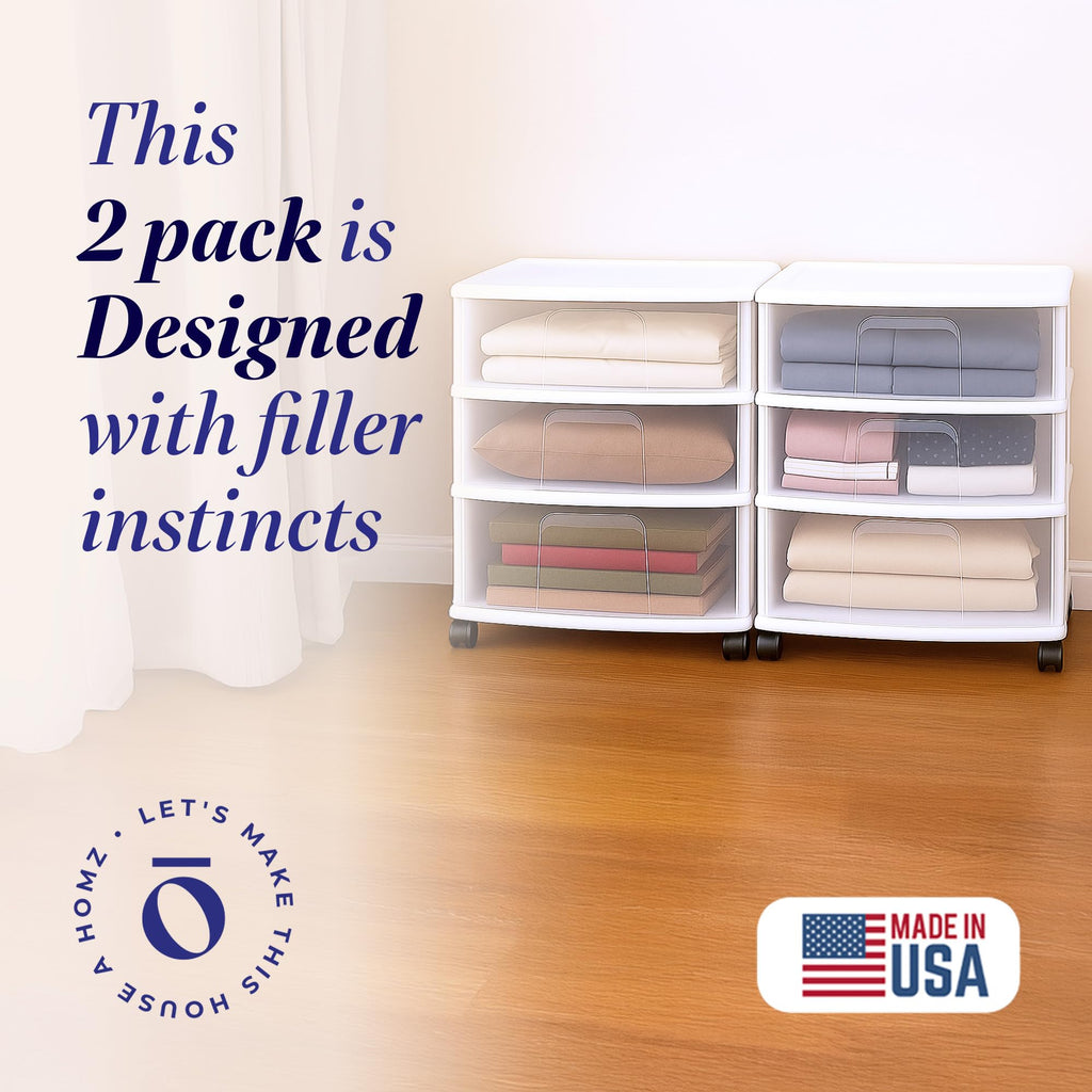 White 3-Tier Storage Cart 2 Pack U5534