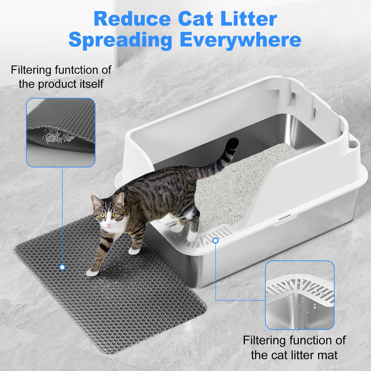 XL Non-Stick Stainless Steel Litter Box K2063