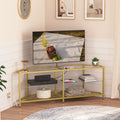 Corner TV Stand with Power Outlet, 55" Tempered Glass G4787