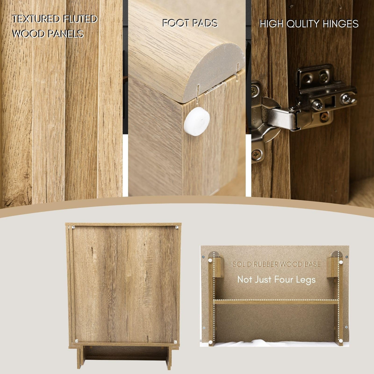 Brown Oak Fluted Sideboard Buffet Cabinet X4304