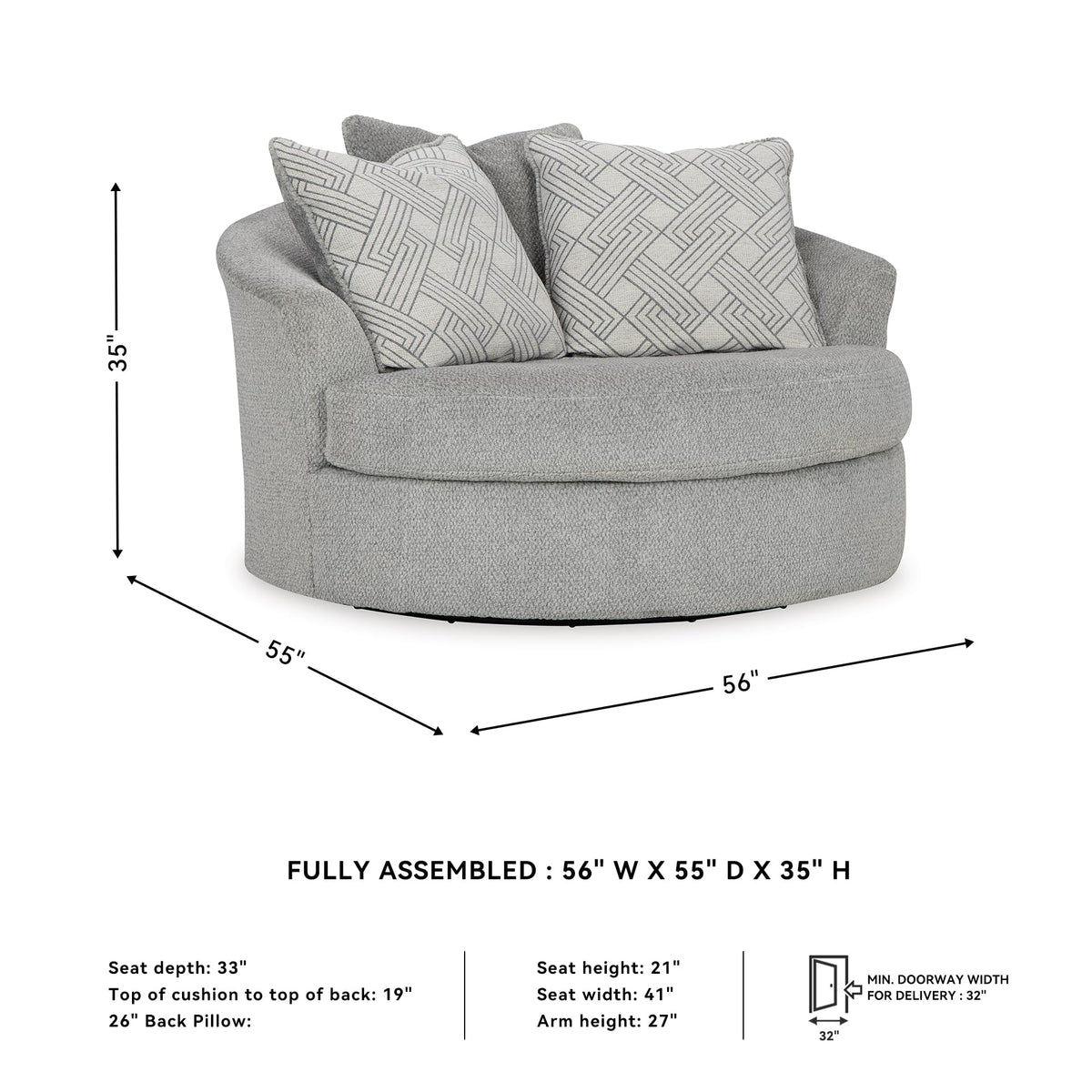 Round Velvet Oversized Swivel Accent Chair A4097