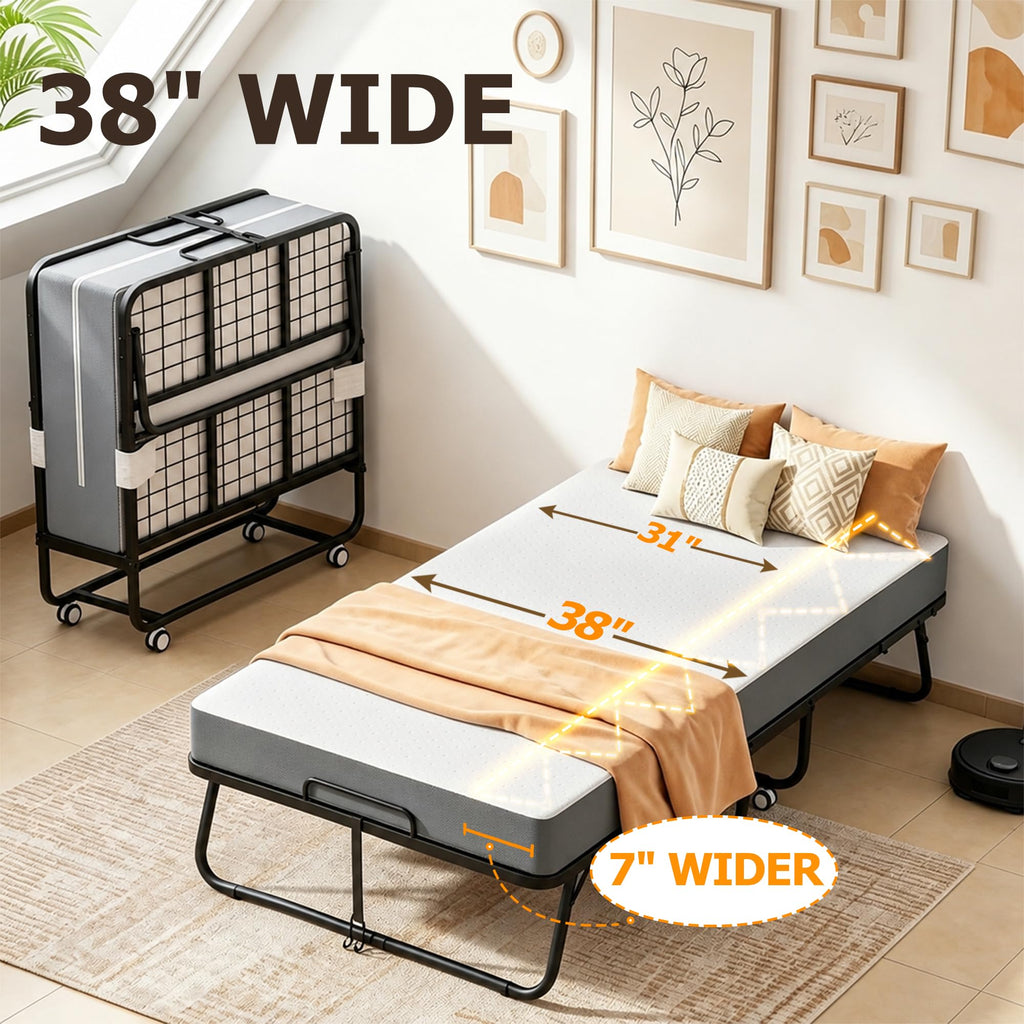 Folding Bed with Mattress Twin 75 x 38 in Z596