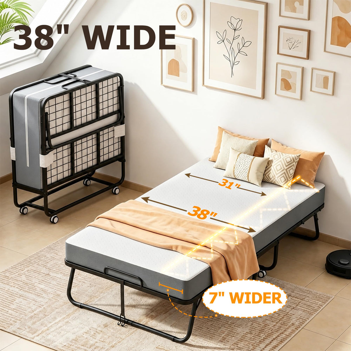 Folding Bed with Mattress Twin 75 x 38 in Z596