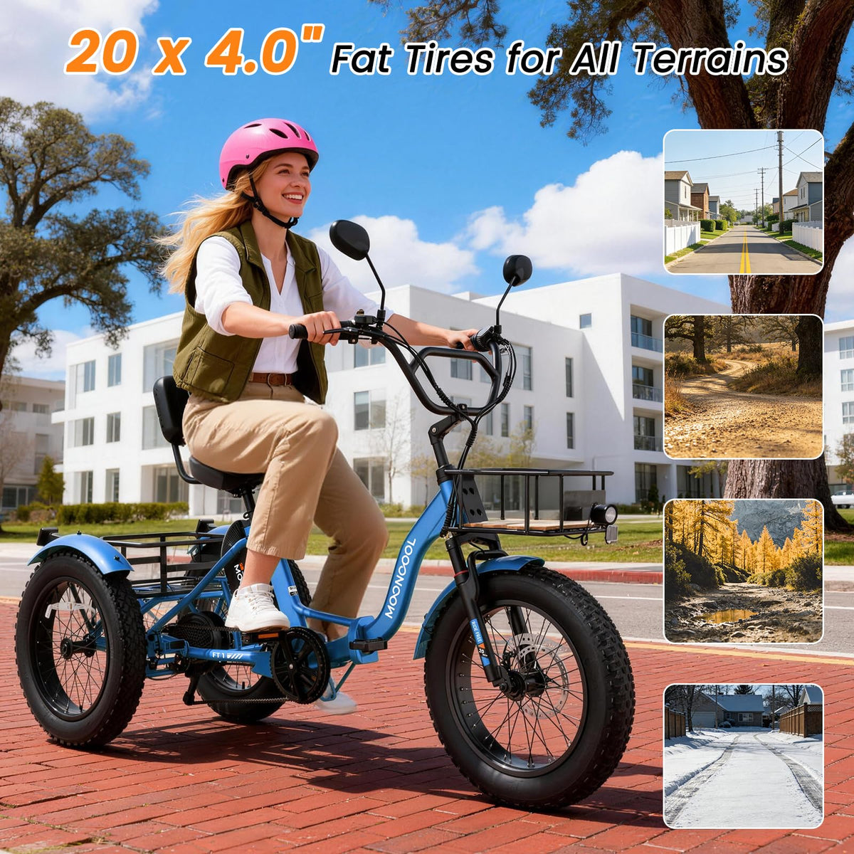 Electric Tricycle for Adults 500W 20" Fat Tire X7226
