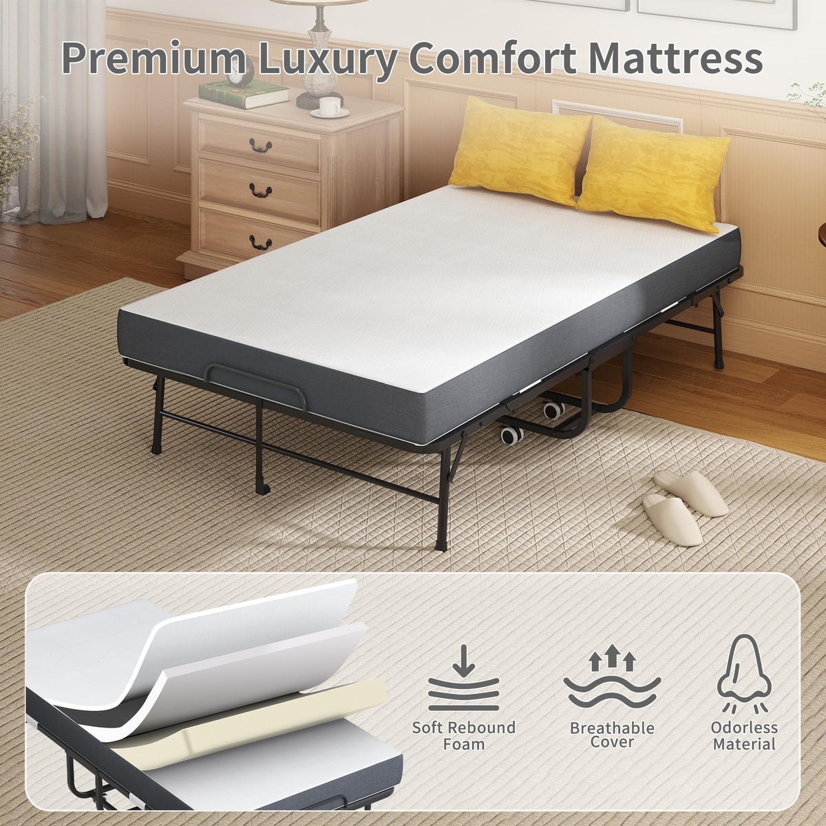 74"x 46" Folding Bed with Mattress W1224