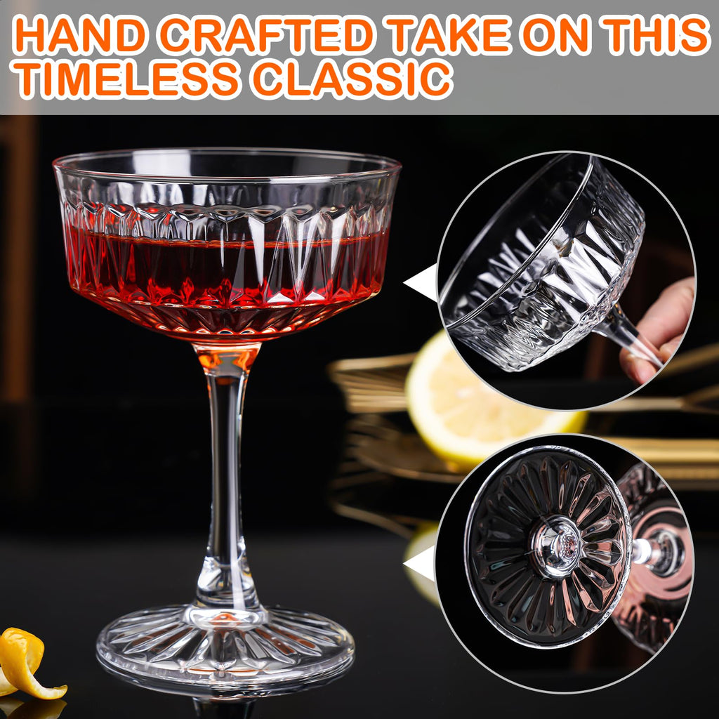 Crystal Coupe Glasses Set of 6, 6.8oz Cocktail Glasses V1530