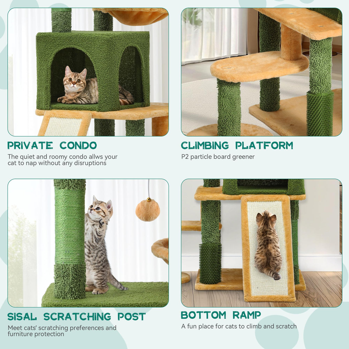 Tall Cat Tree Tower with Leaves Q145970