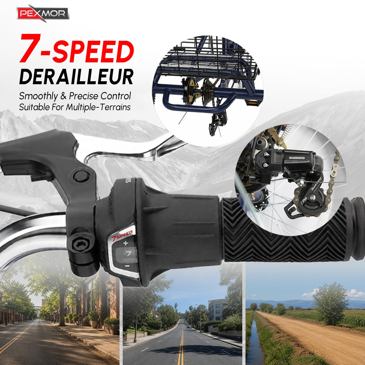 24/26 Inch 7 Speed Adult Tricycle with Folding Basket E6622