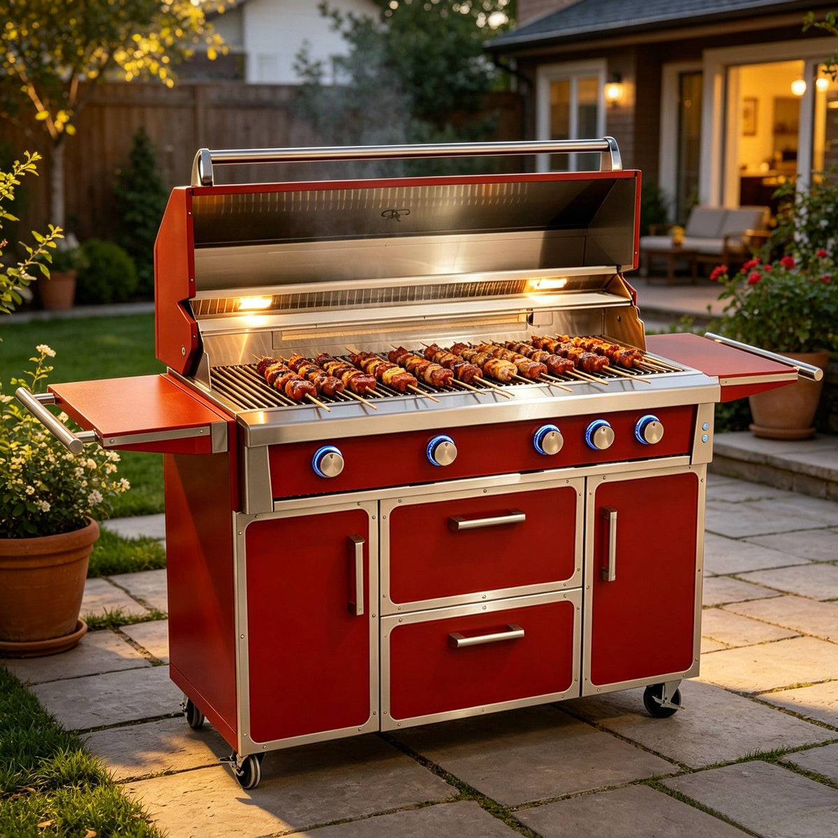 49" 5-Burner Red Propane Gas BBQ Grill Z958