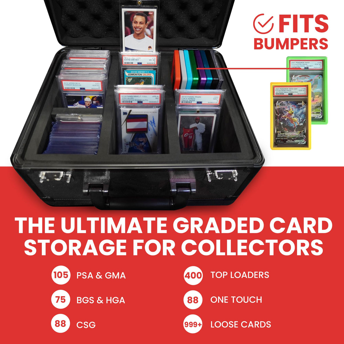 Black 3 Row Graded Card Storage Box with TSA Lock J54646