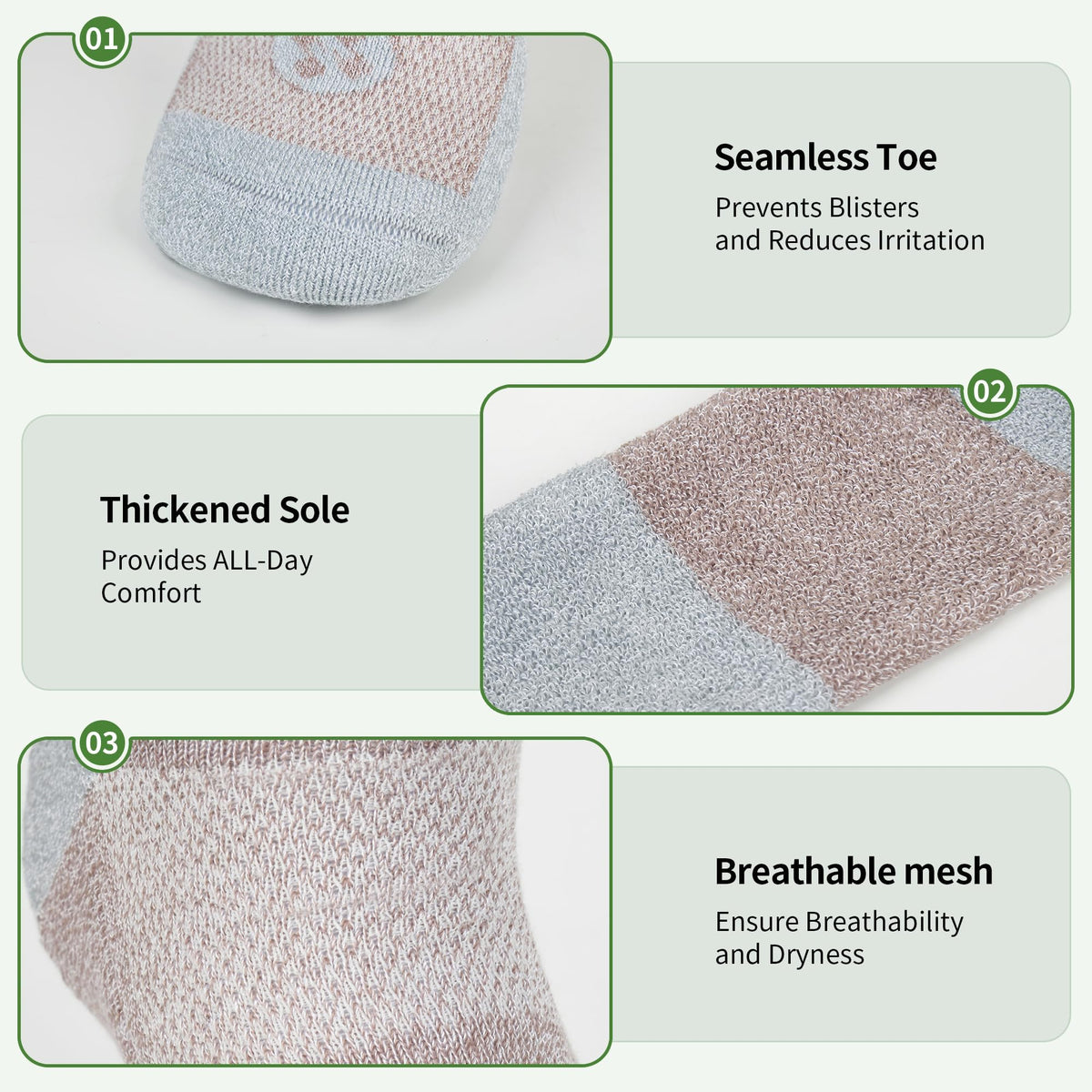 6 Pairs Crew Diabetic Socks G514064