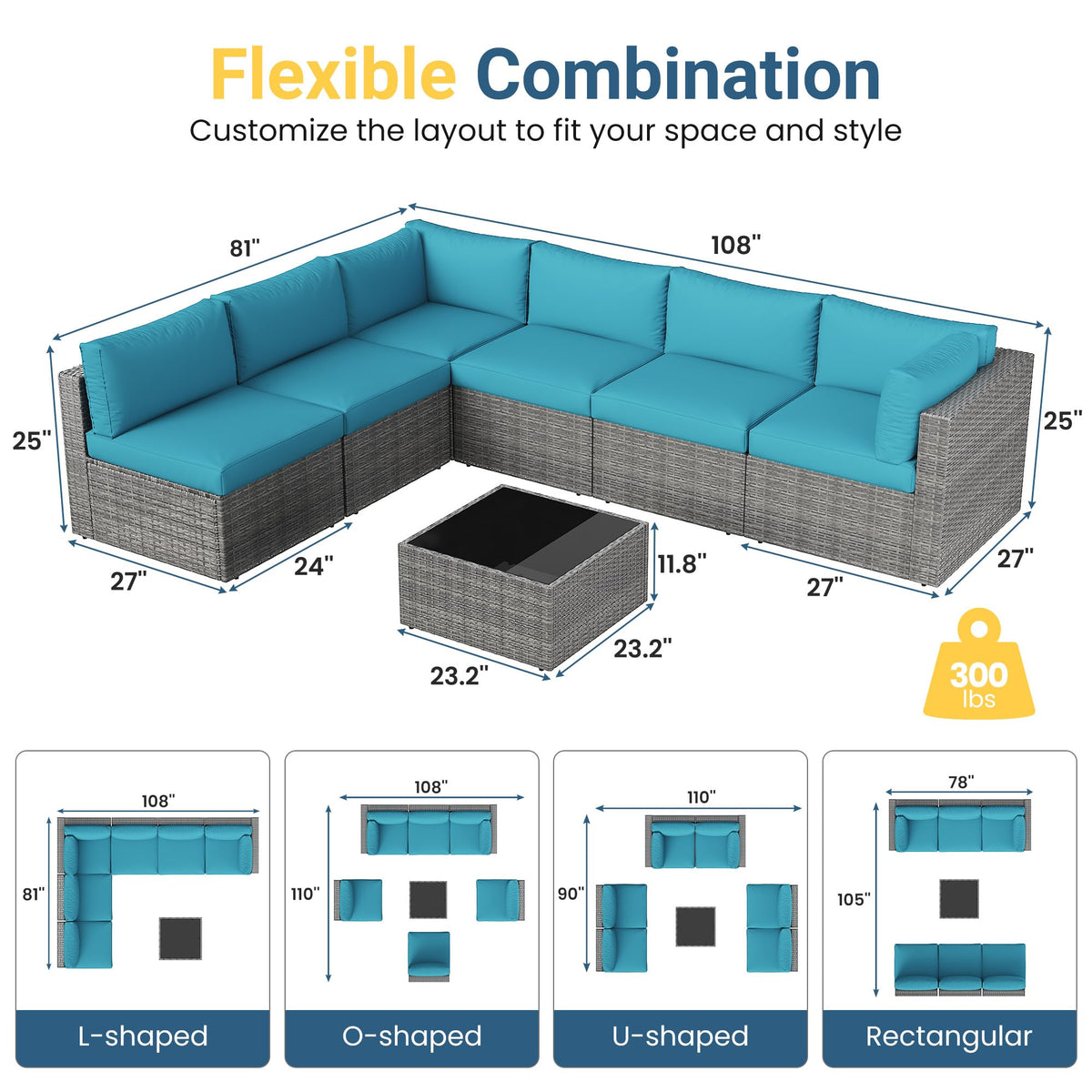 All-Weather Patio Sectional Furniture Set N176