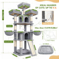 70 Inch Light Grey Cat Tree with Scratching Post W385352