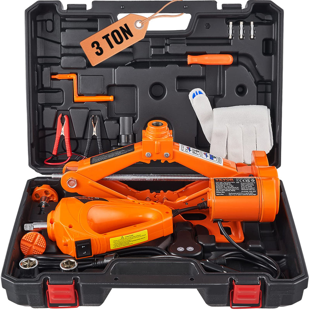 12V Electric Scissor Car Jack 3 Tons with Impact Wrench J858