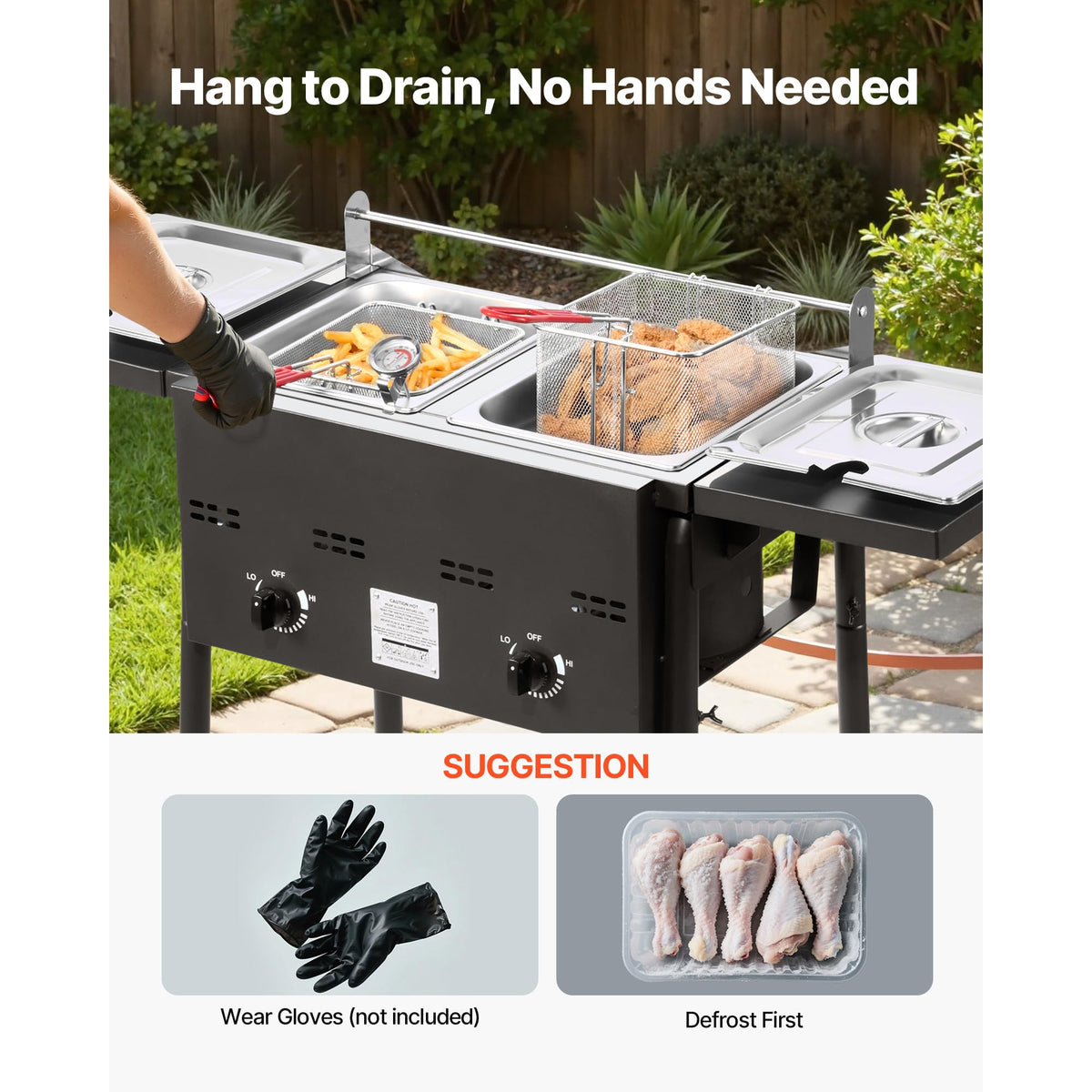 16 Qt Stainless Steel Double Burner Propane Fryer L566394