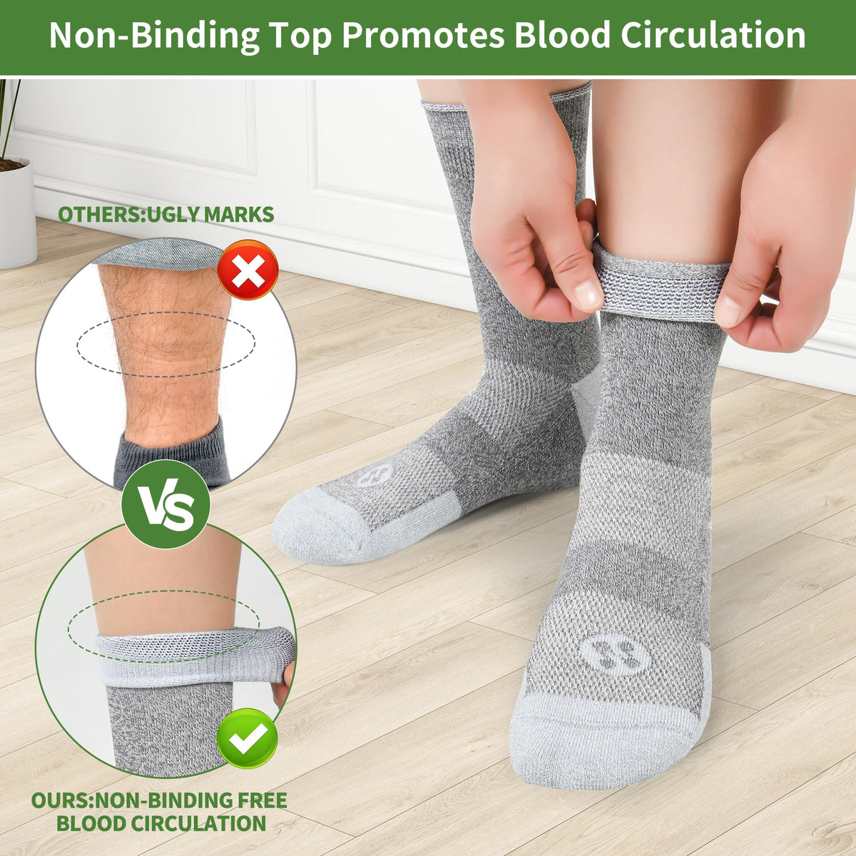 6 Pairs Crew Diabetic Socks G514064