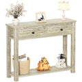 32 Inch Light Rustic Oak Console Table with 2 Drawers O390309