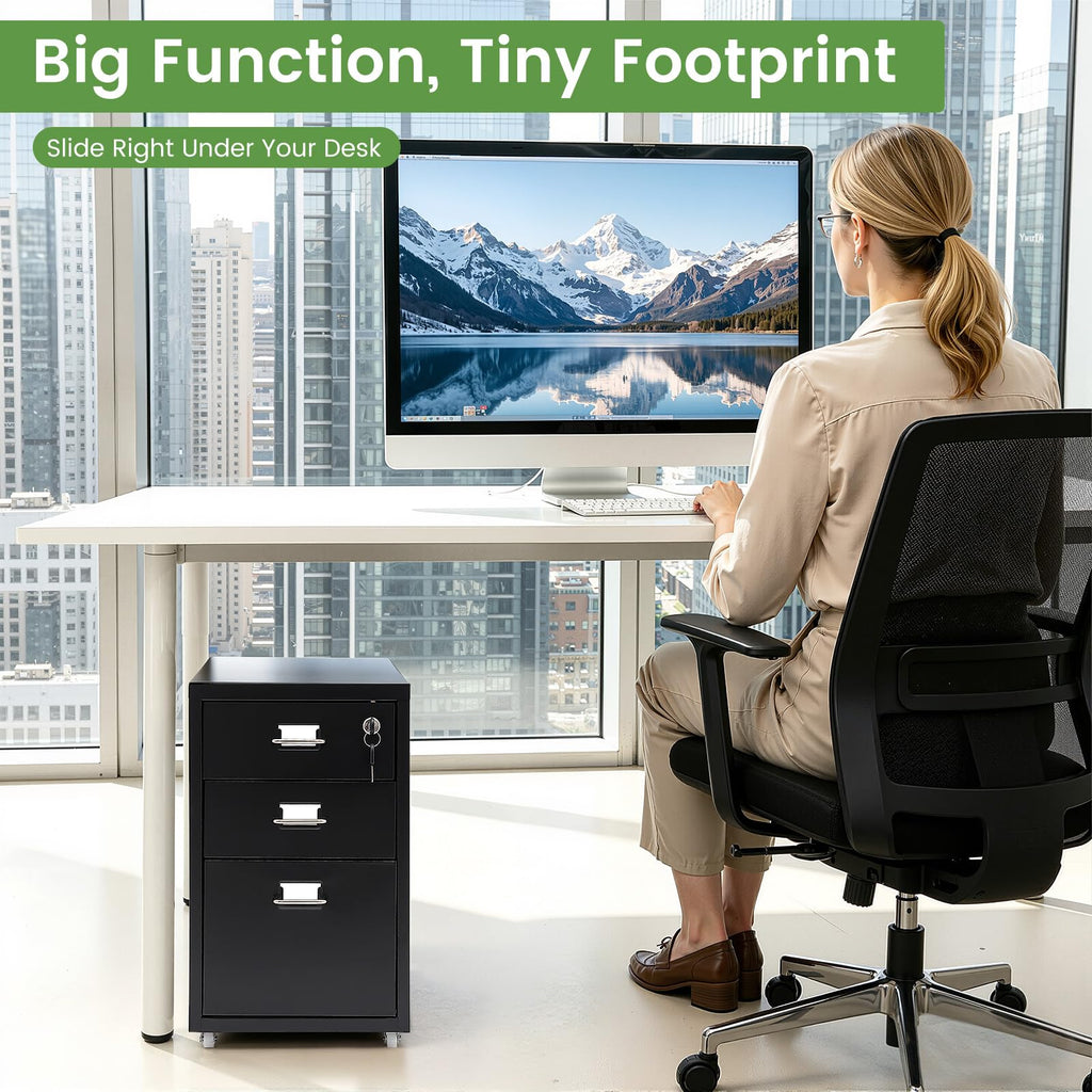 3 Drawer File Cabinet with Lock E525