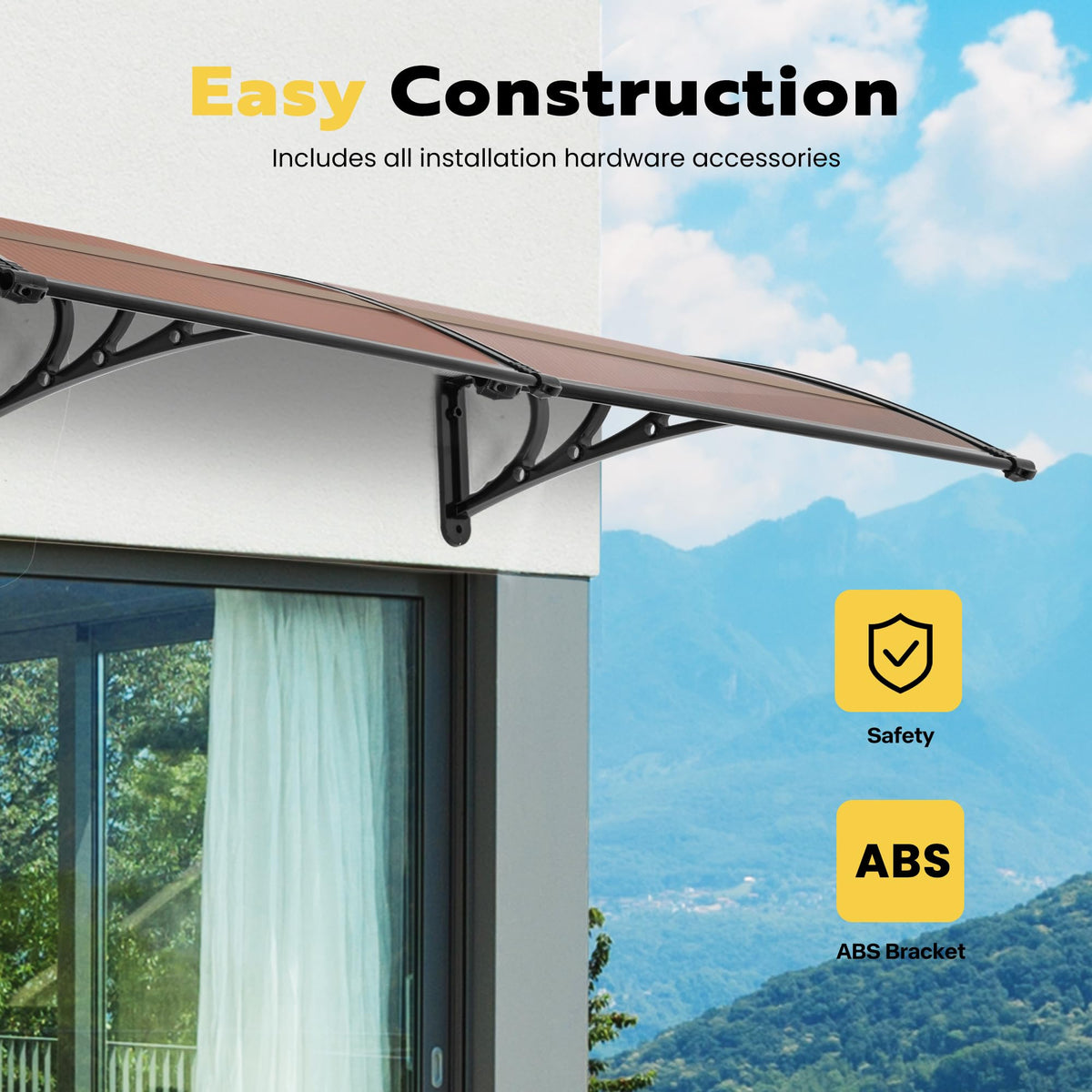 Polycarbonate Window Door Awning Brown 38 Inch x 78 Inch X74921