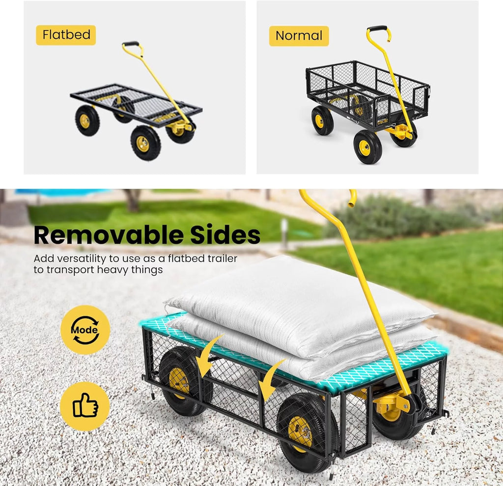 Mesh Steel Garden Cart with Removable Sides, 550 Lbs Capacity N501552