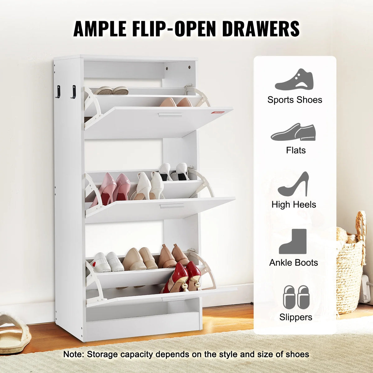 Shoe Cabinet with 3 Flip Drawers B696