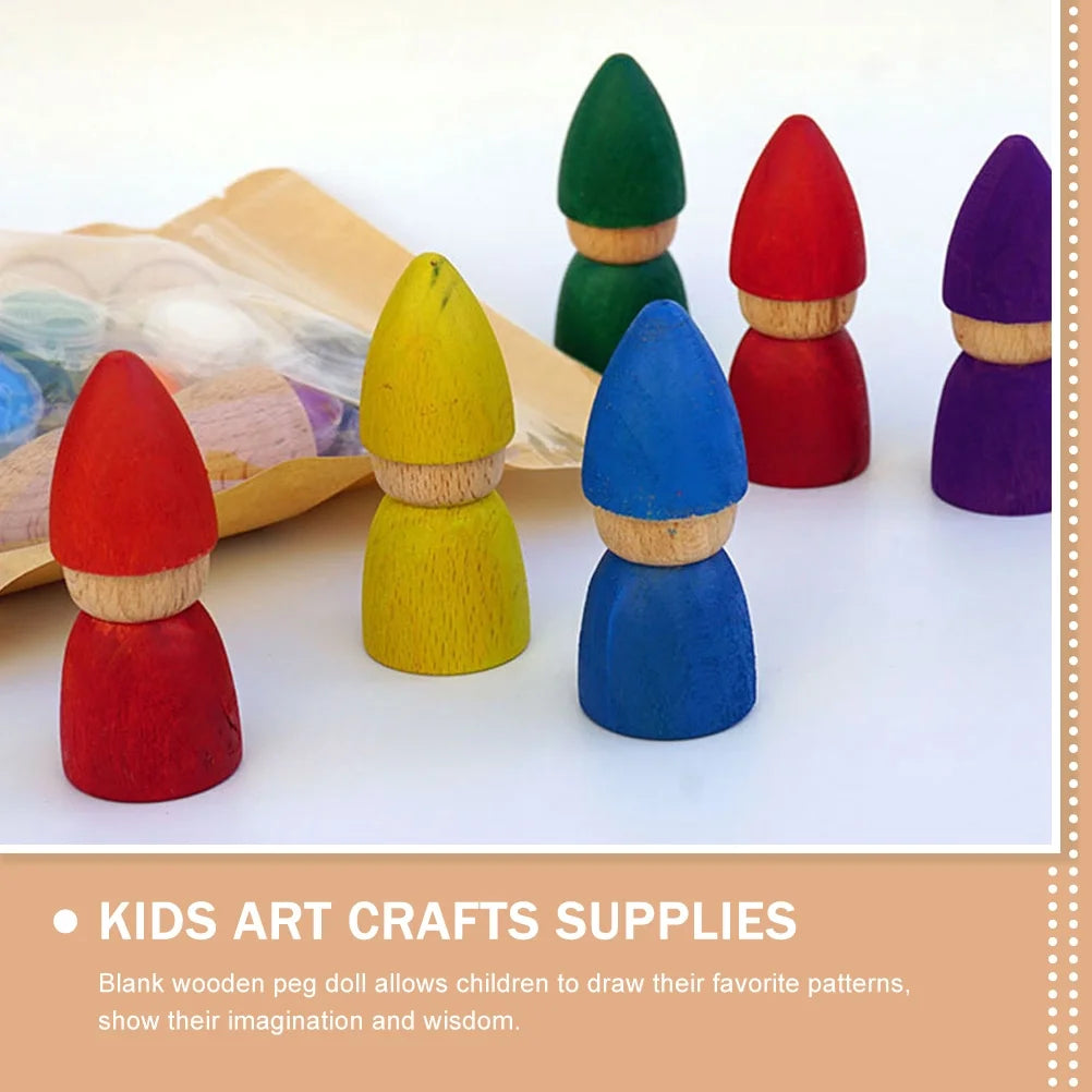 8pcs Unpainted Wooden Peg Dolls I4580