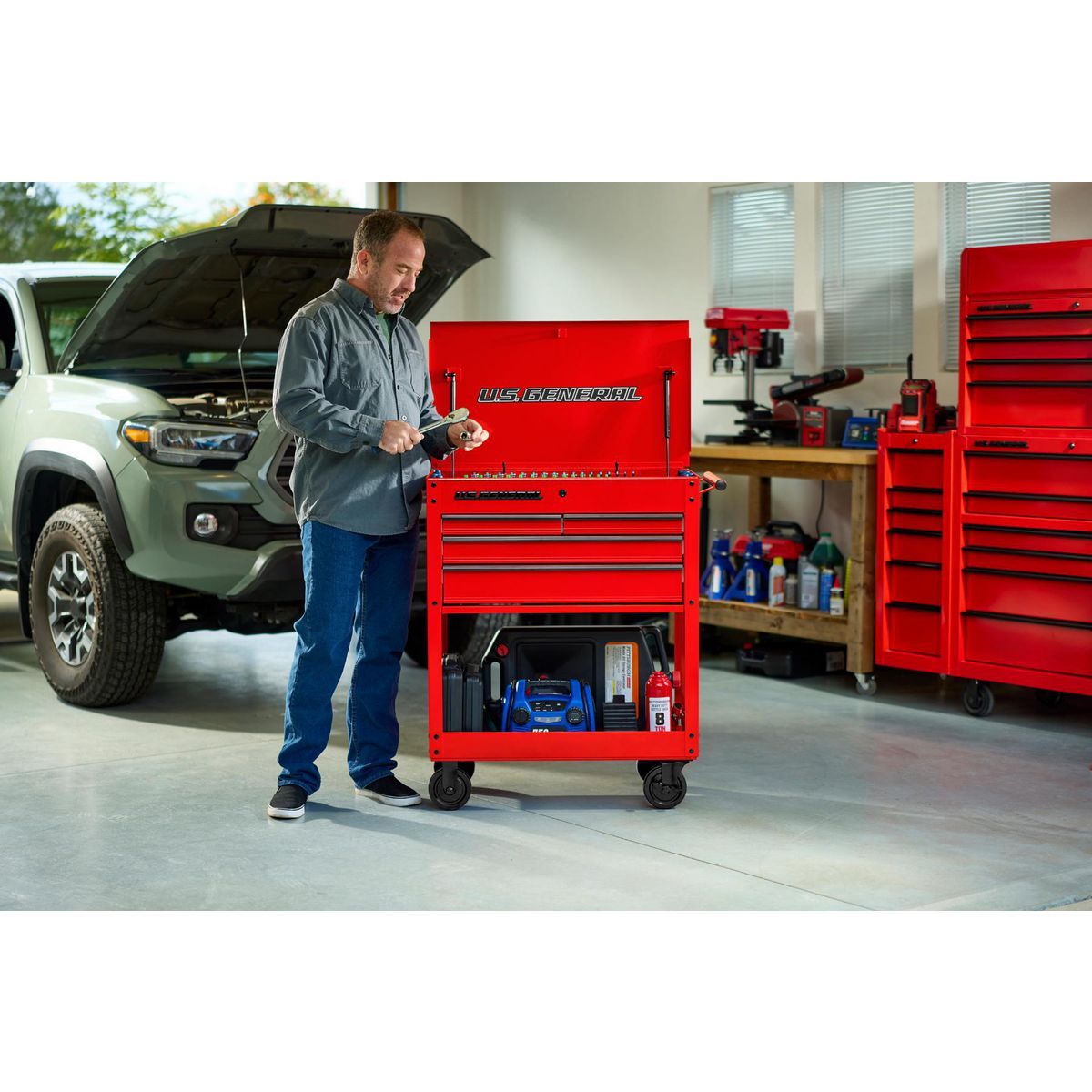 30 in. 4-Drawer Tech Cart, Red W3735