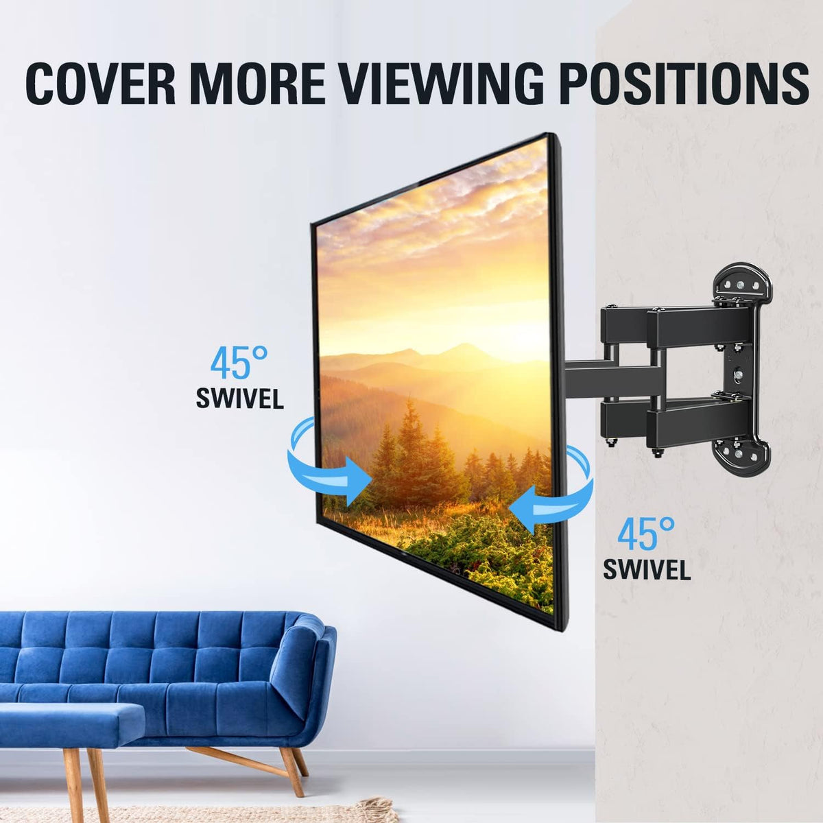 Full Motion TV Wall Mount for 26-55 Inch LED LCD Plasma Flat Screen TV, Swivel Articulating Dual Arms, VESA 400x400mm, 99 LBS, Pack of 2 K7890
