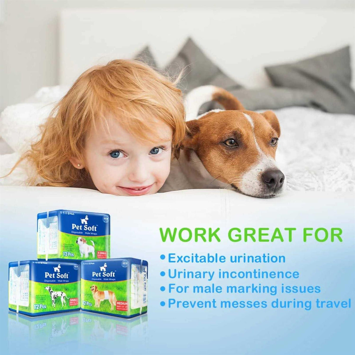 Soft Disposable Male Dog Diaper 12Pcs M H553
