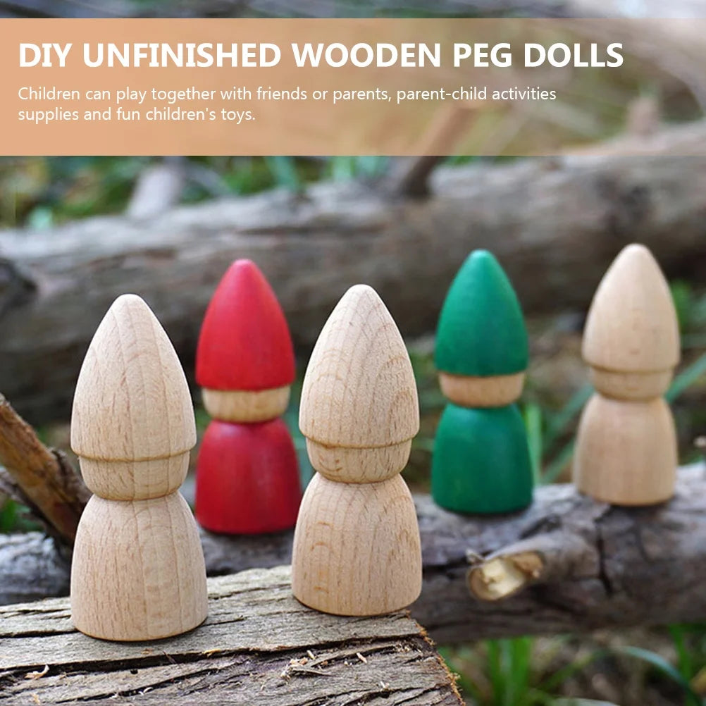 8pcs Unpainted Wooden Peg Dolls I4580