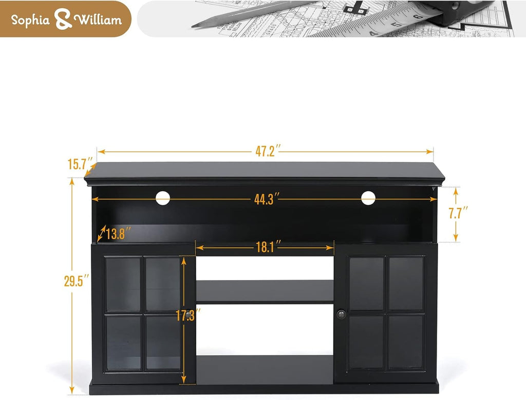 Black Fireplace TV Stand with Insert Fireplace and Adjustable Shelves C77991