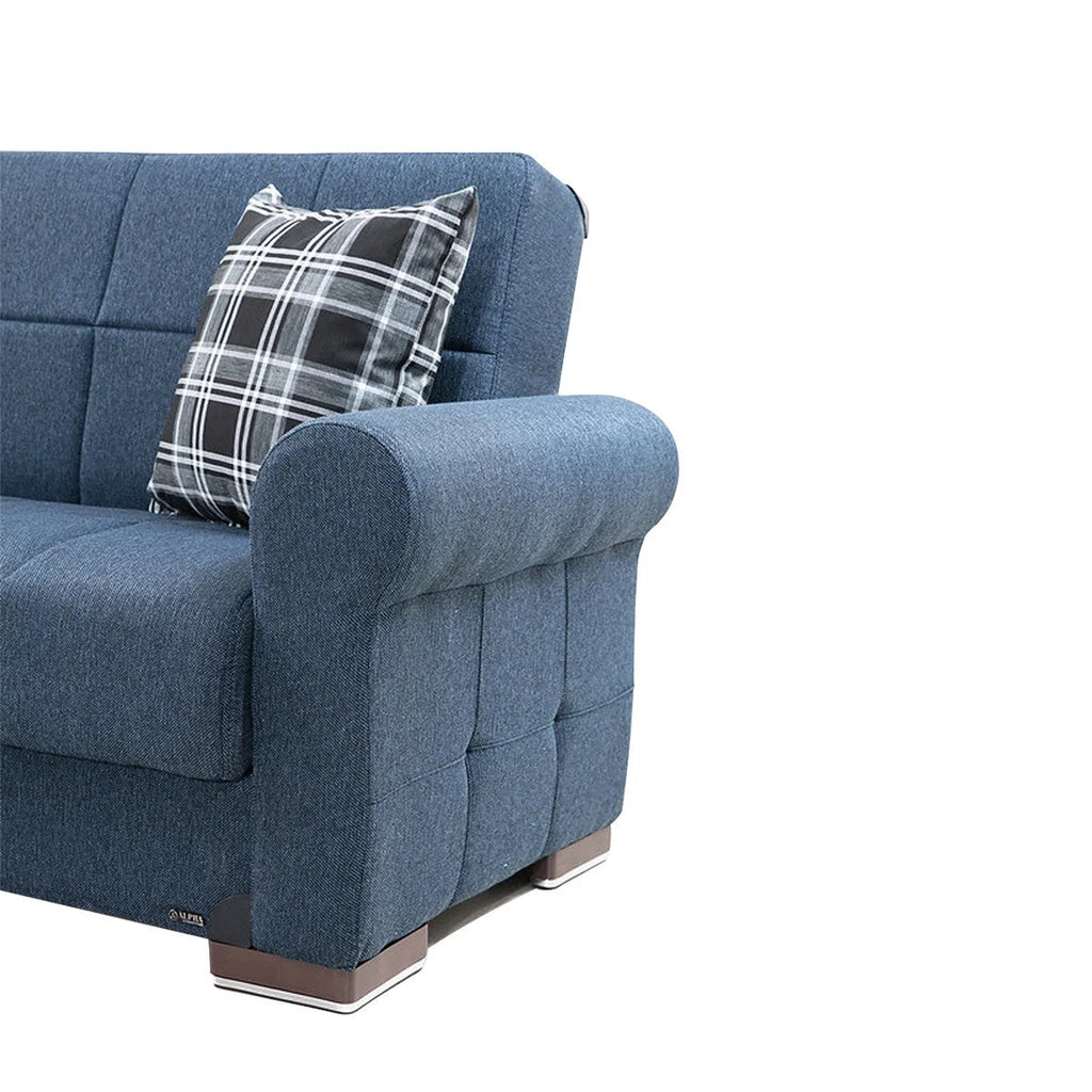 Navy Blue Fabric Loveseat V711941