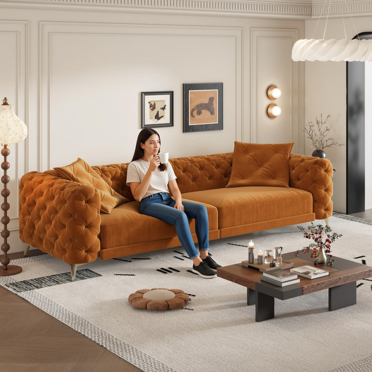Convertible Sleeper Sofa with Ottoman T187