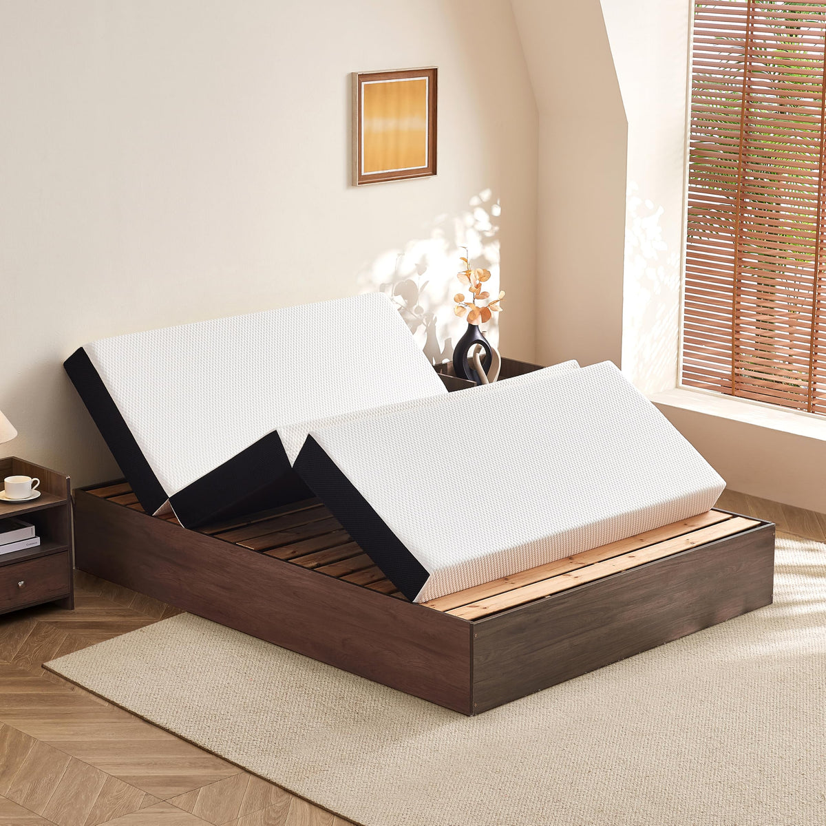 6 Inch Tri Fold Memory Foam Queen Mattress with Washable Cover Q74616