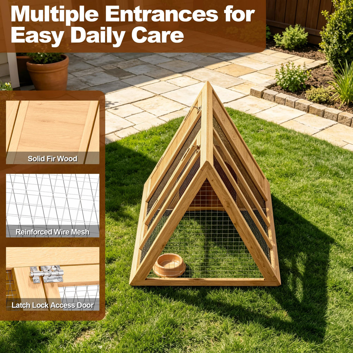A-Frame Wooden Rabbit Hutch with Run S478150