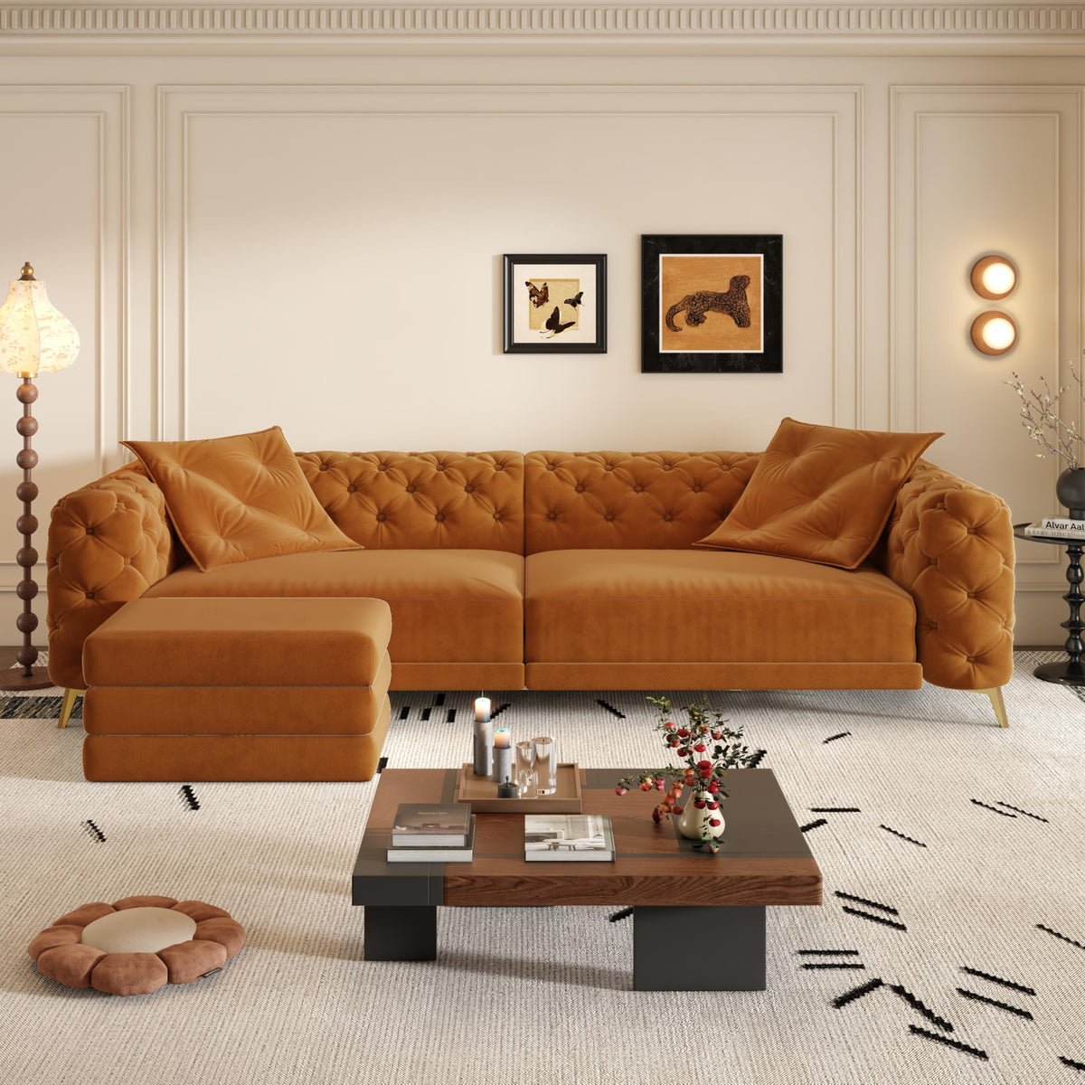 Convertible Sleeper Sofa with Ottoman T187